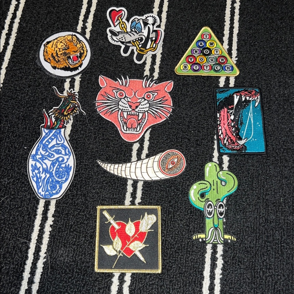 BUNDLE Jacket Patches Pink Panther, Chained to Love Dog, Tiger, Dragon, Heart…
